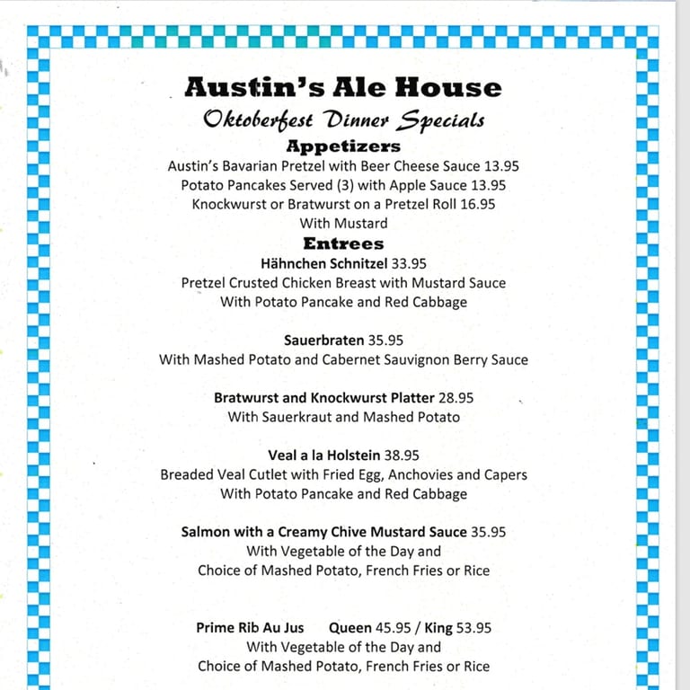 Oktoberfest 2026 Menu