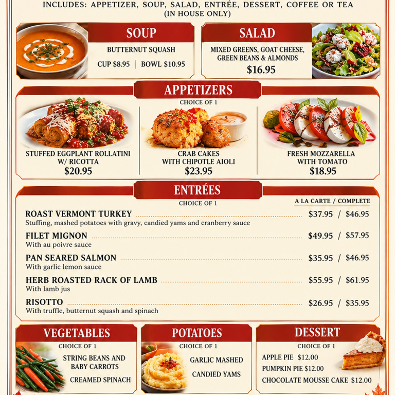 Austins Complete 5 Course Thanksgiving Menu 2026