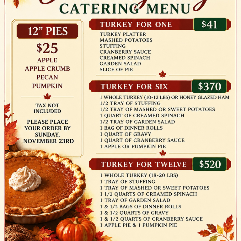 Austin's Thanksgiving Catering Menu 2026
